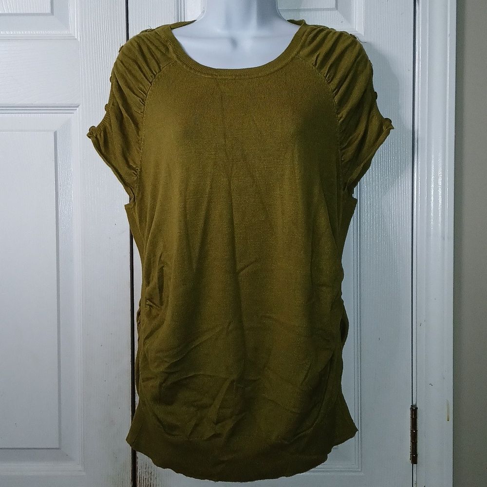 New Directions olive green short sleeve fitted sweater Sz XL  NWOT